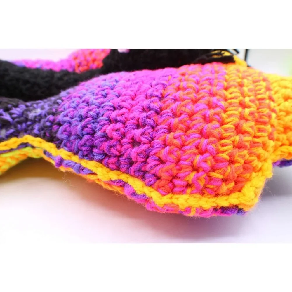 Handmade Crochet Butterfly Pillow Rainbow Cozy Plush Toy Security Cottagecore
